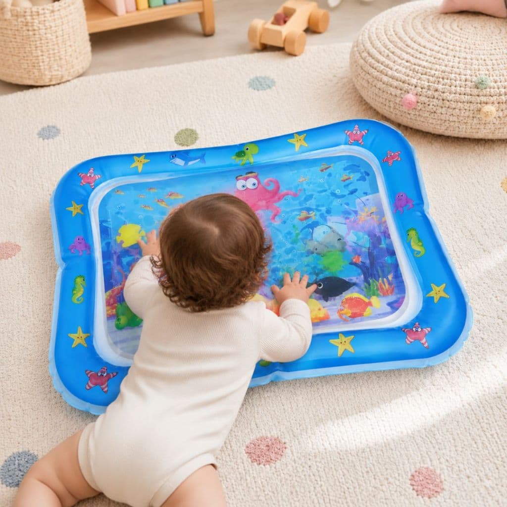 Tapete Infantil Bebê Inflável Água Atividades Sensorial Almofada Menino e Menina Gato Animais
