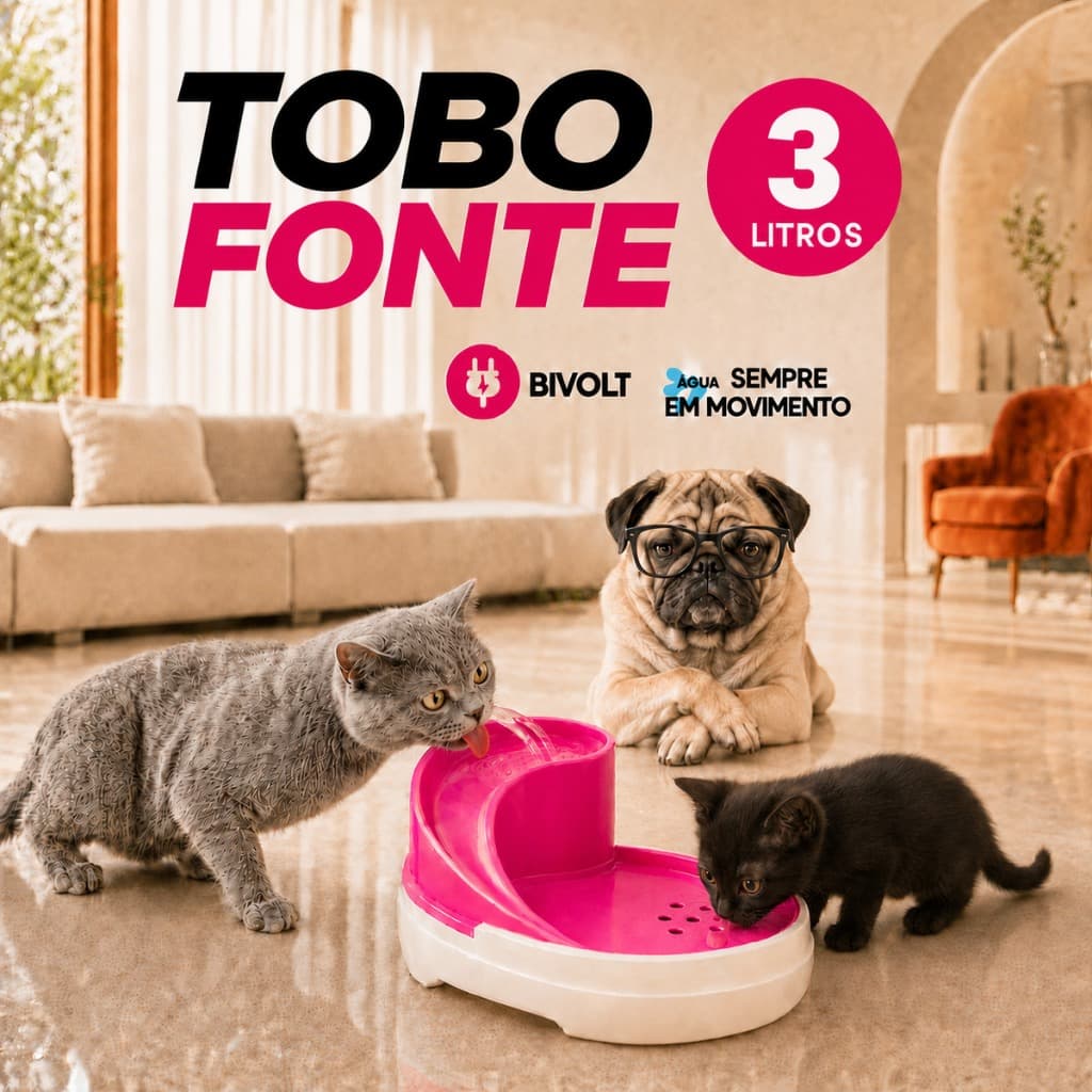 Fonte Cascata Bebedouro para Cães e Gatos 3 Litros Filtro