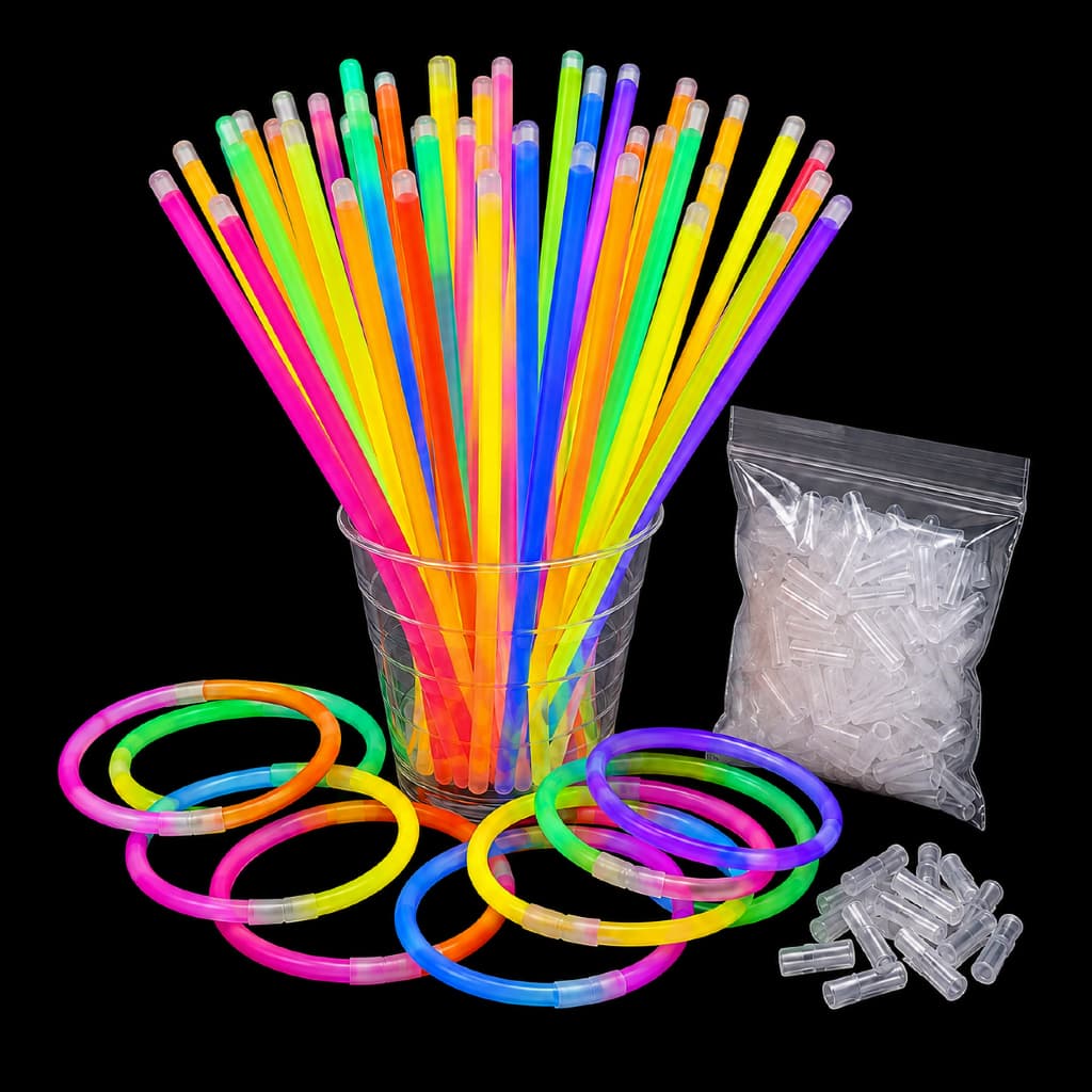 Kit 100 Pulseiras Neon Fluorescentes Brilha no Escuro Alto Brilho Coloridas para Festa Balada Carnaval Casamento Evento