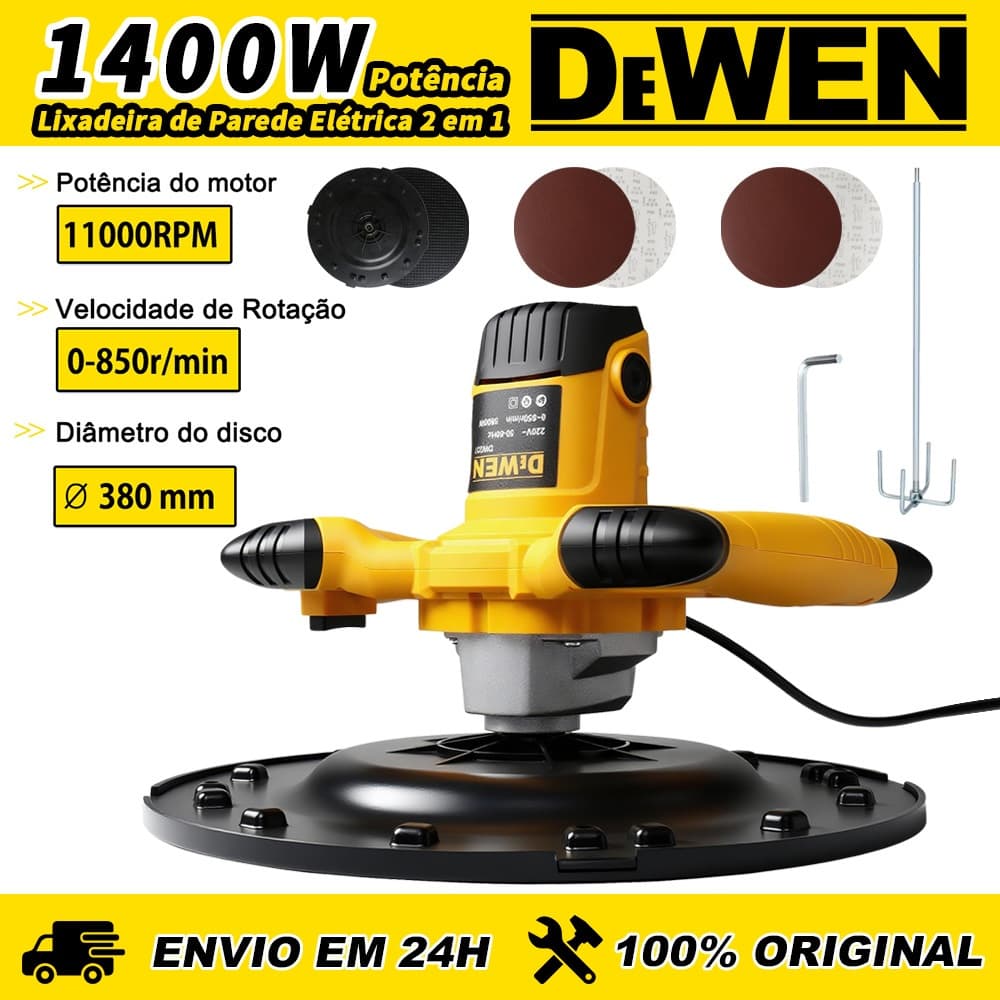 Desempenadeira Elétrica 1400W 850r/min 380mm Multifuncional Reboco e Misturador de Cimento