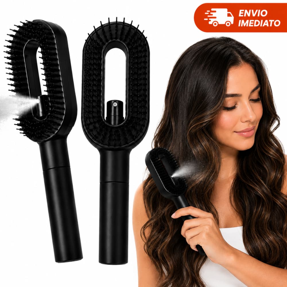 Escova De Cabelo Com Nebulização 2 Em 1 Spray Desembaraçadora Úmida E Seca Cabelos Lisos e Cacheados Antiestática