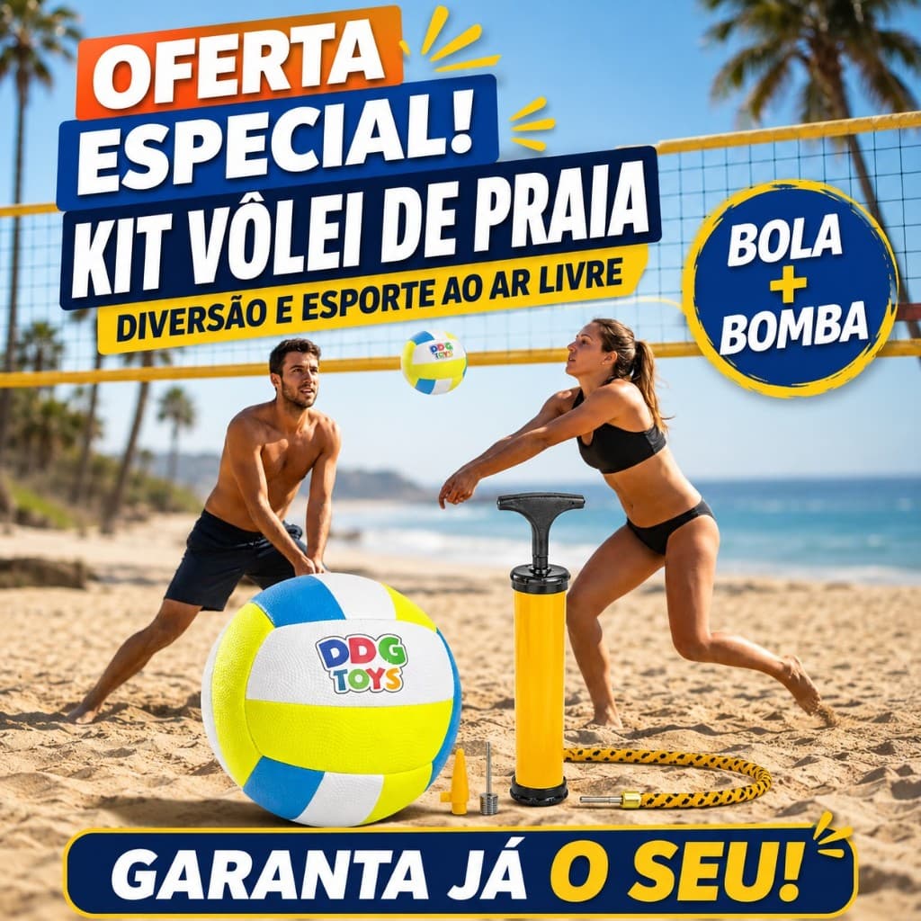Kit Bola de Vôlei Semi Profissional + Bomba de Encher 24cm Treino Resistente Durável