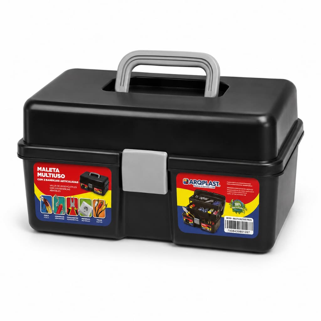 Maleta Organizadora Multiuso 33x19x17cm 2 Bandejas Articuladas Arqplast