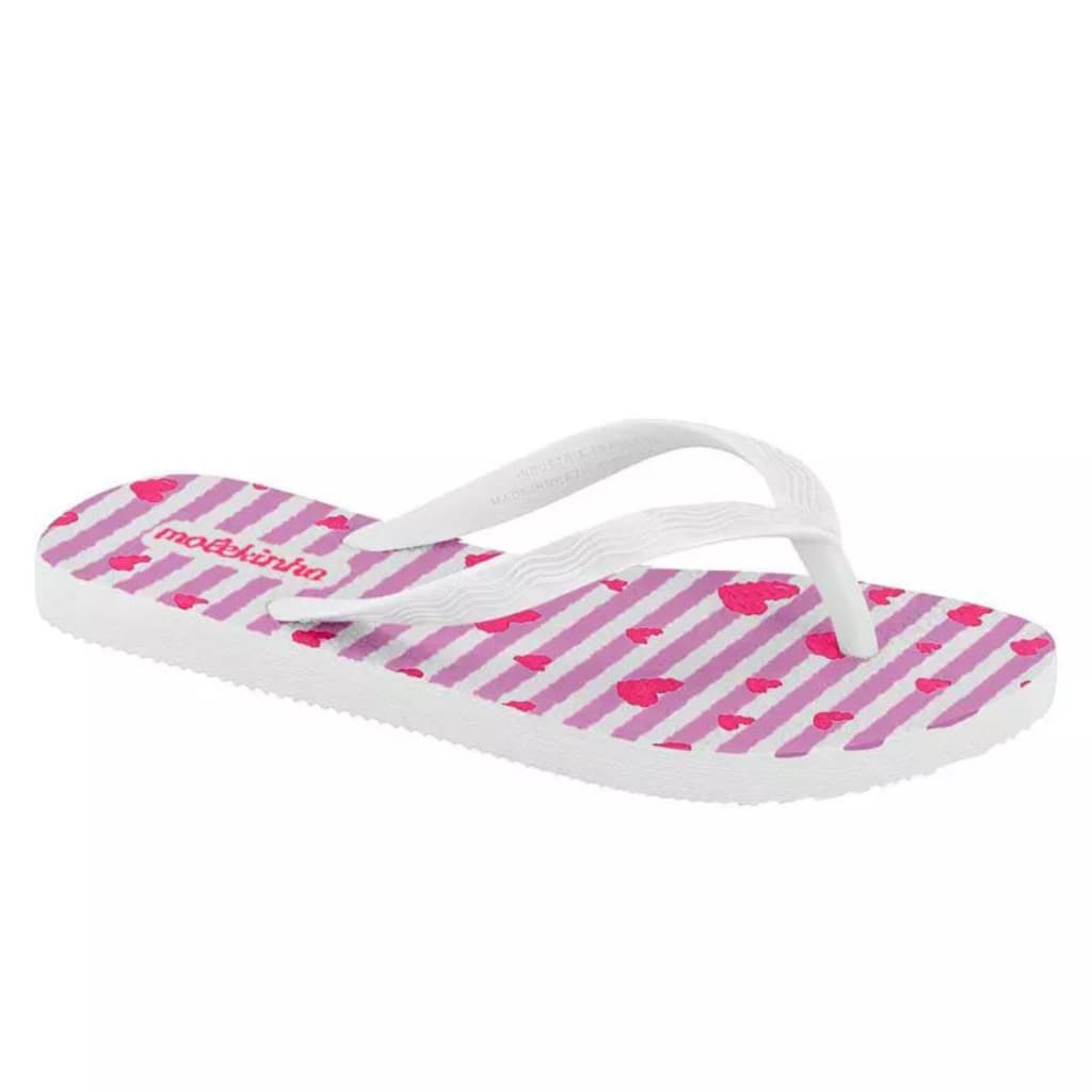 Chinelo Infantil Molekinha Branco com Estampa Corações Confortável