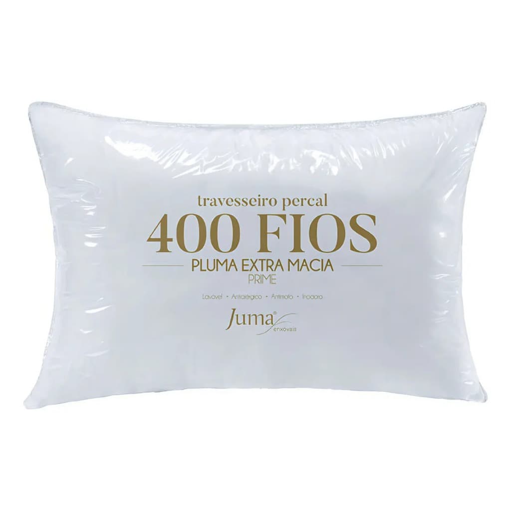 Travesseiro Perfil Médio Prime Percal 400 Fios Juma Cor Branco