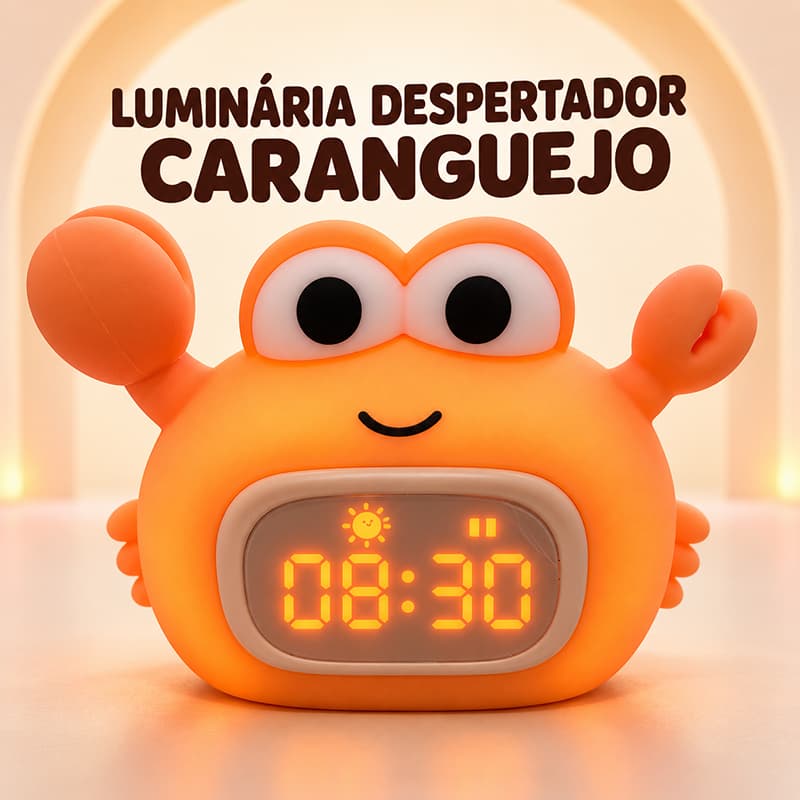 Luminária para Quarto Infantil Abajur Infantil Recarregável de Silicone com Relógio Despertador Digital RGB