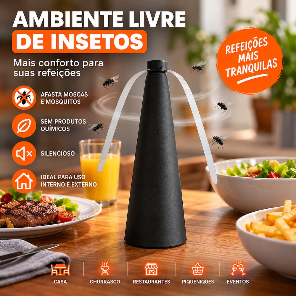 Ventilador Repelente Espanta Moscas Mosquitos Insetos 25cm – 1, 2 ou 3 Unidades