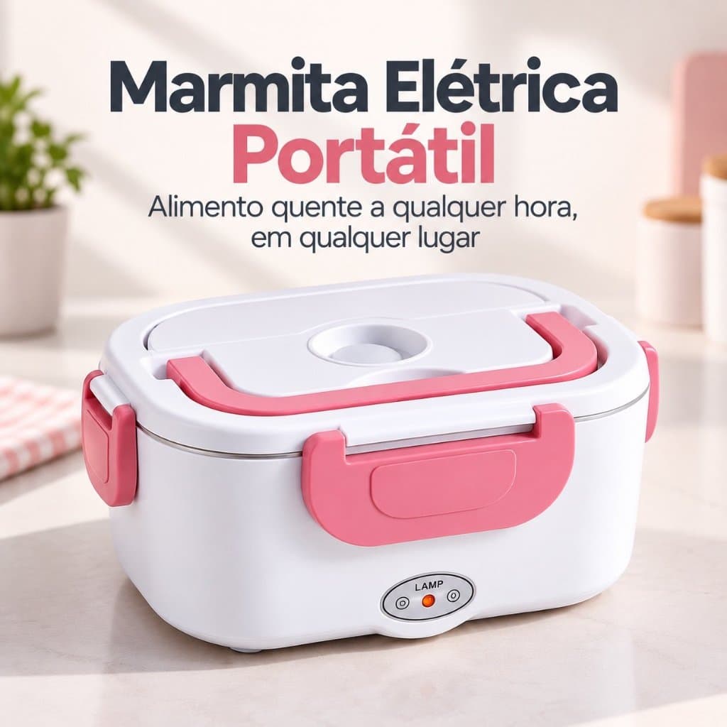 Marmita Elétrica Bivolt 1,5L Portátil Aquece Comida Para Trabalho Faculdade e Viagem