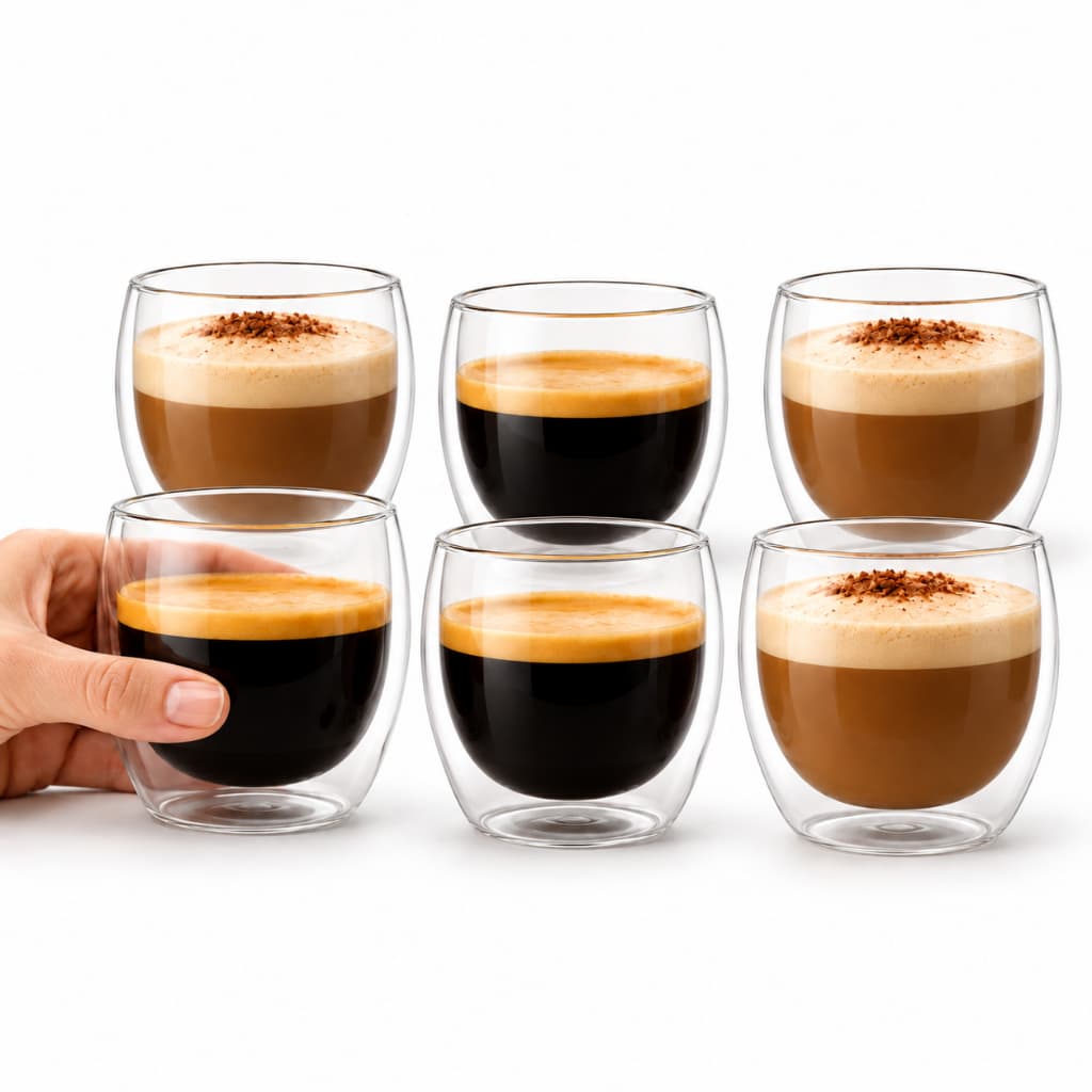 Kit 2 Copos De Vidro Parede Dupla Térmica 80ml Café