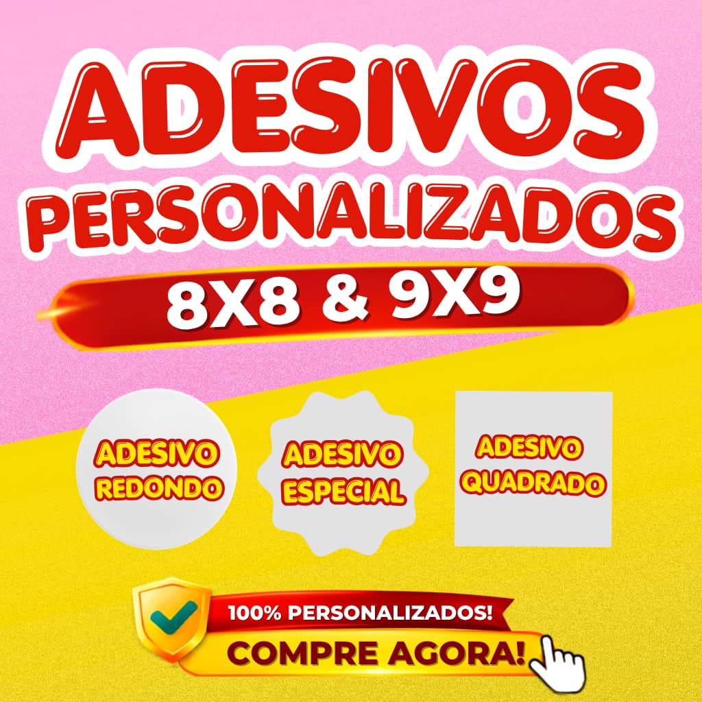1000 Adesivos Personalizados  8x8 9x9