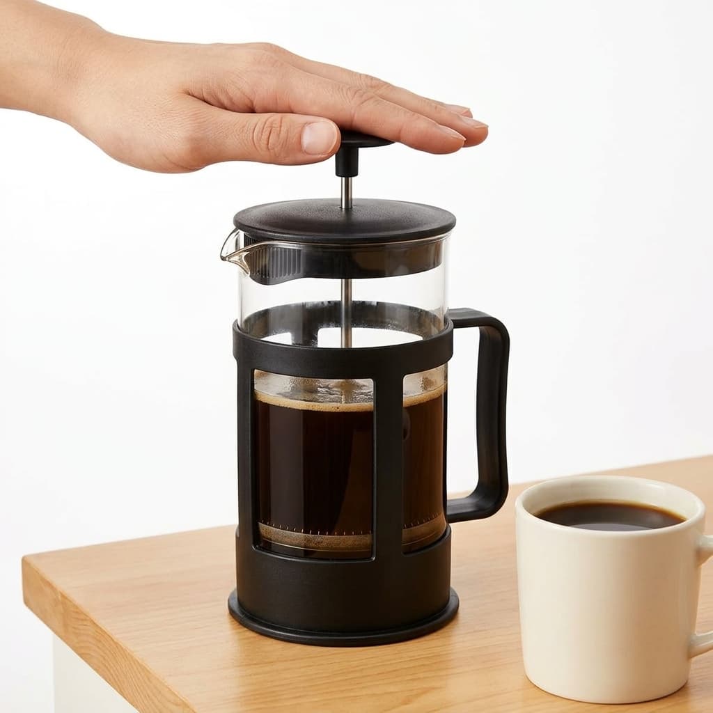 Cafeteira e Infusor de Chá Prensa Francesa Vidro Inox Preta 350ml