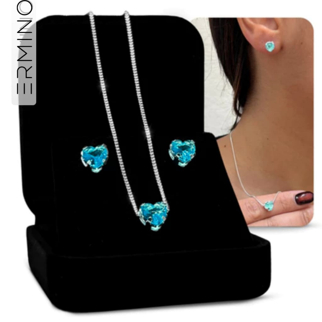 Colar Prata 925 Legítima Veneziana Pingente + Par Brinco Feminino v12 Fina Prata Kit