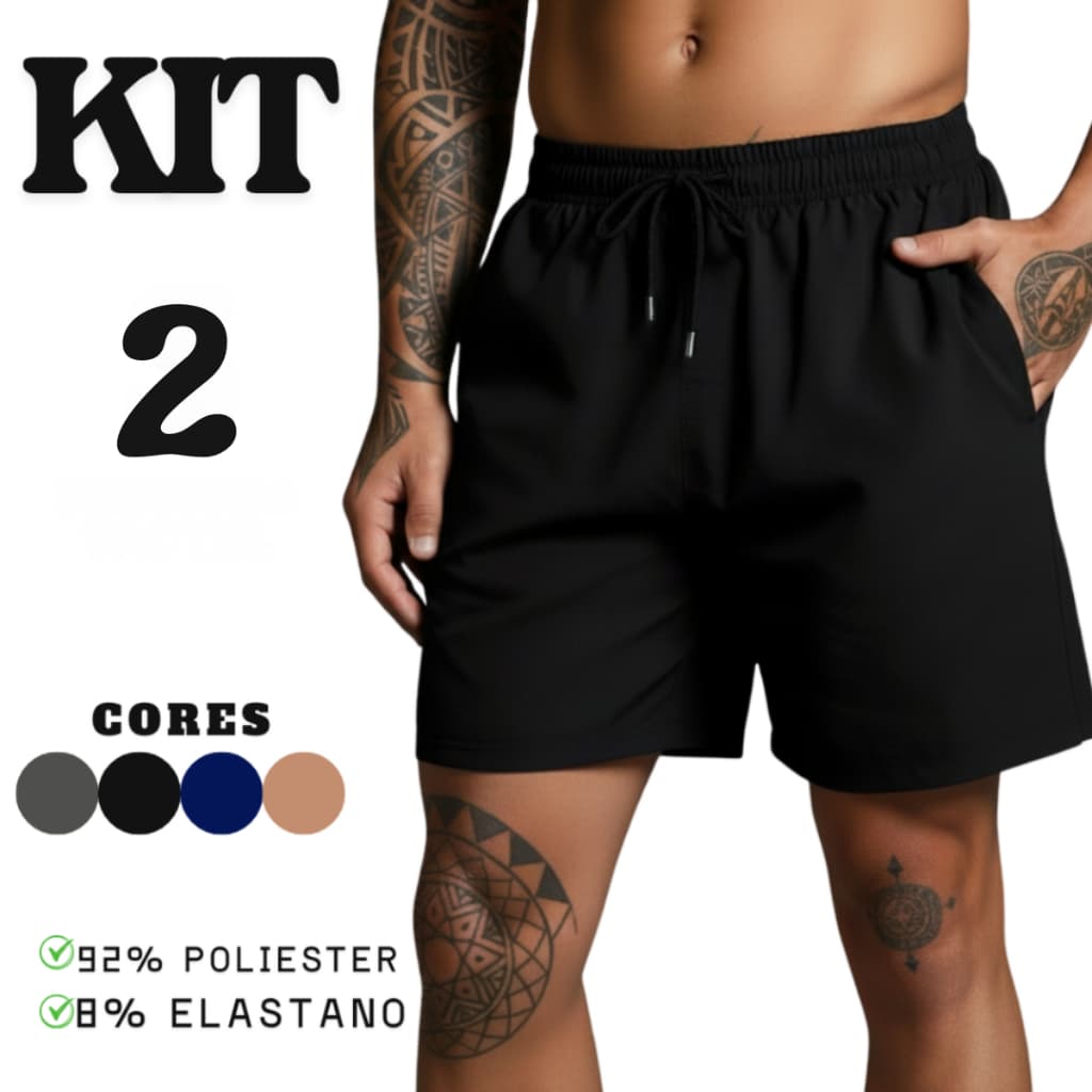 Kit 2 Bermudas Tactel/Elastano – Conforto, Liberdade e Estilo