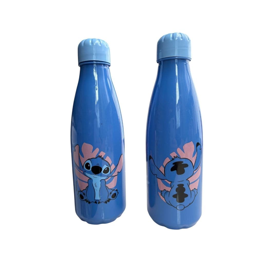Garrafa Infantil de Plástico 500ml Personagem Stitch Azul – Leve e Resistente - Menina e Menina - Escolar,
