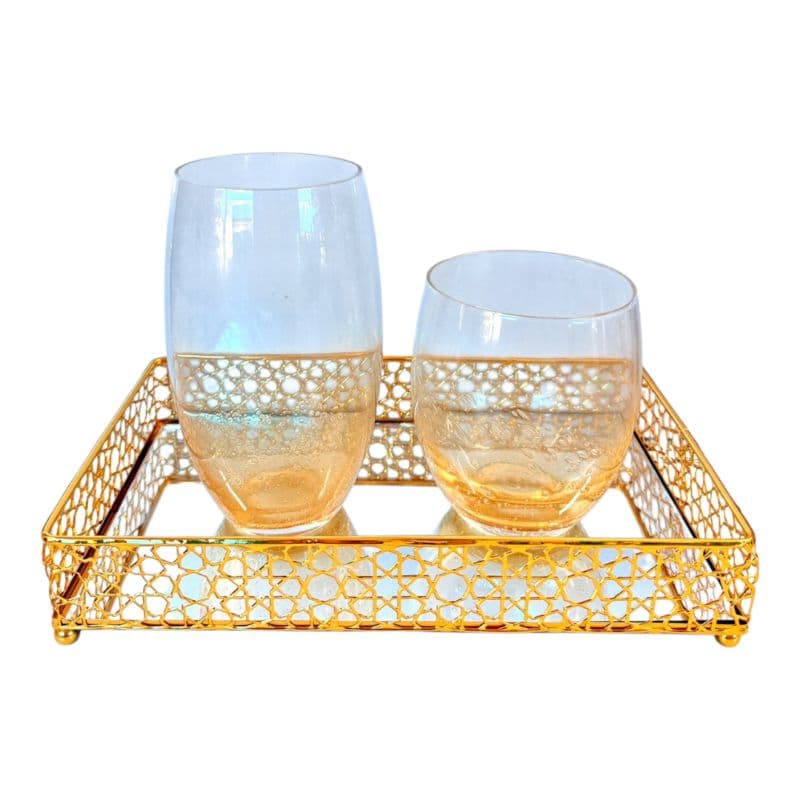Copo de Vidro Orbe Mel Bubble Luxo Mesa Posta