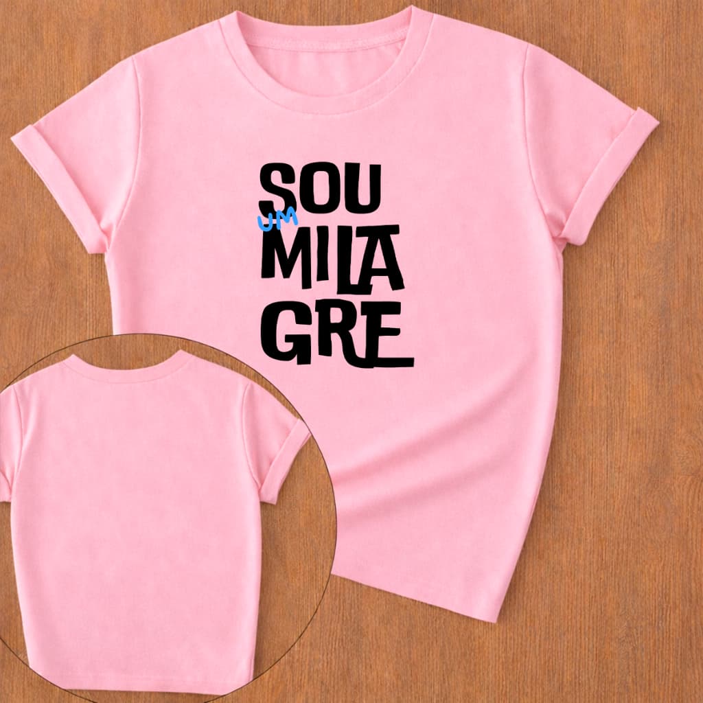 Camiseta Cristã Camisa Masculina e Feminina Streetwear Sou um Milagre  Cristã