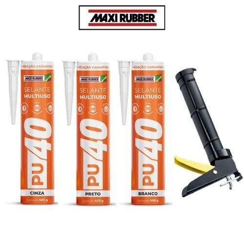 PU40 Selante 400g COR CINZA para Vidros, Mármore, Cerâmica, Madeira Maxi Rubber