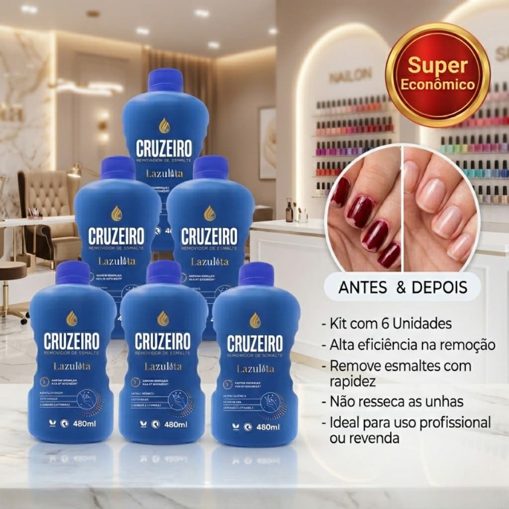 Linha unhas cruzeiro 480ml kit, lider de mercado, altissimo rendimento, 60 anos, use e se apaixone