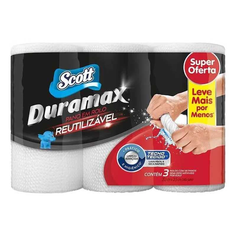 Kit De Pano Reutilizável Duramax Com 2/3 Rolos De 58 Unidades Cada Branco Scott