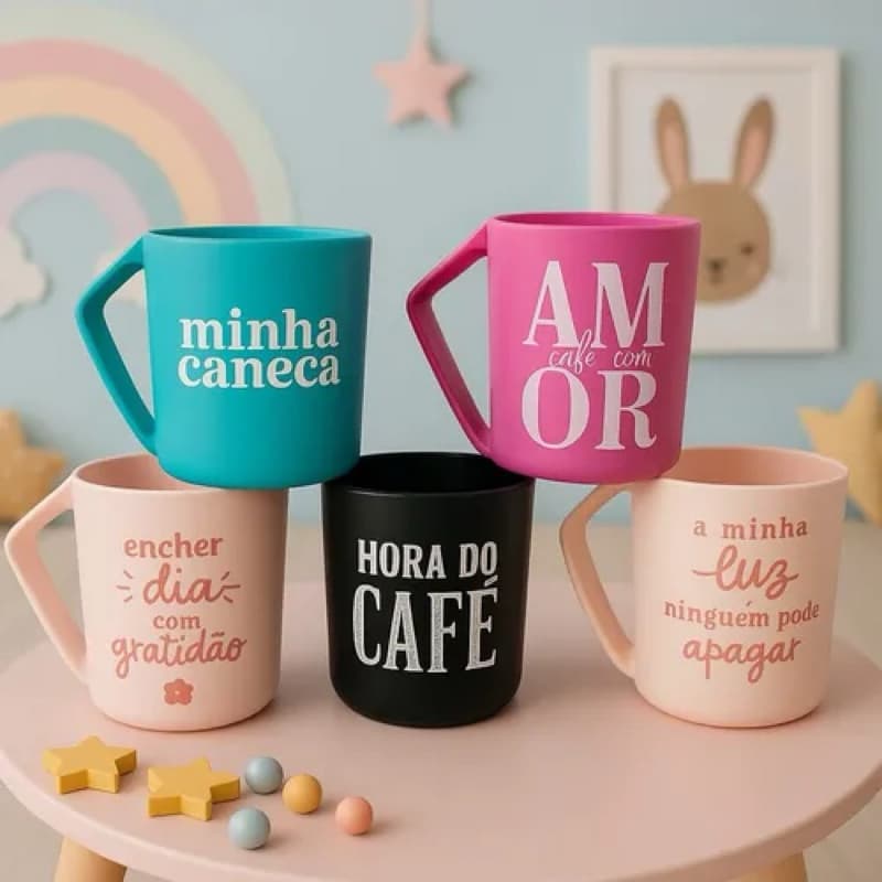 Caneca de plástico 400ml escolar