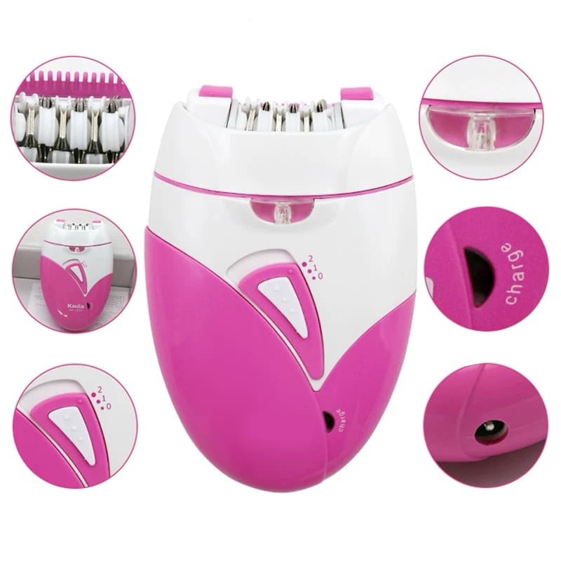 Depilador Elétrico Feminino USB Virilha Perna Axilia Tira Pelo 2 Velocidades e Luz