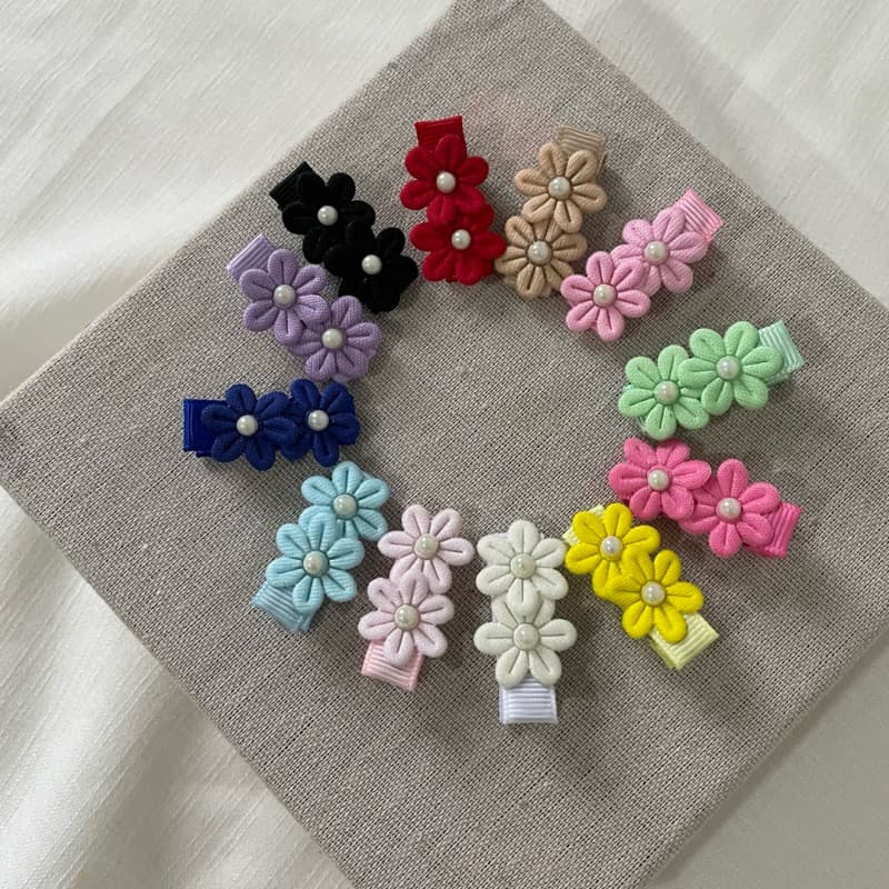 Kit 12 Lacinhos Flor com Pérola 3,5cm | Presilha Infantil para Bebê | Laço delicado