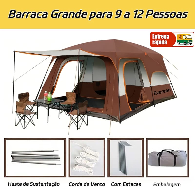 Barraca Camping Acampamento 9-12 Pessoas, 420x305x200, Grande Família Lux barraca 8 pessoas