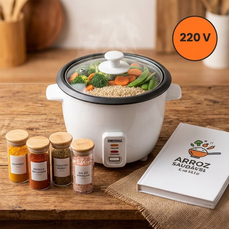 Panela Elétrica Arroz Capacidade 1.3 Litros Voltagem 220v Prática Compacta Branca