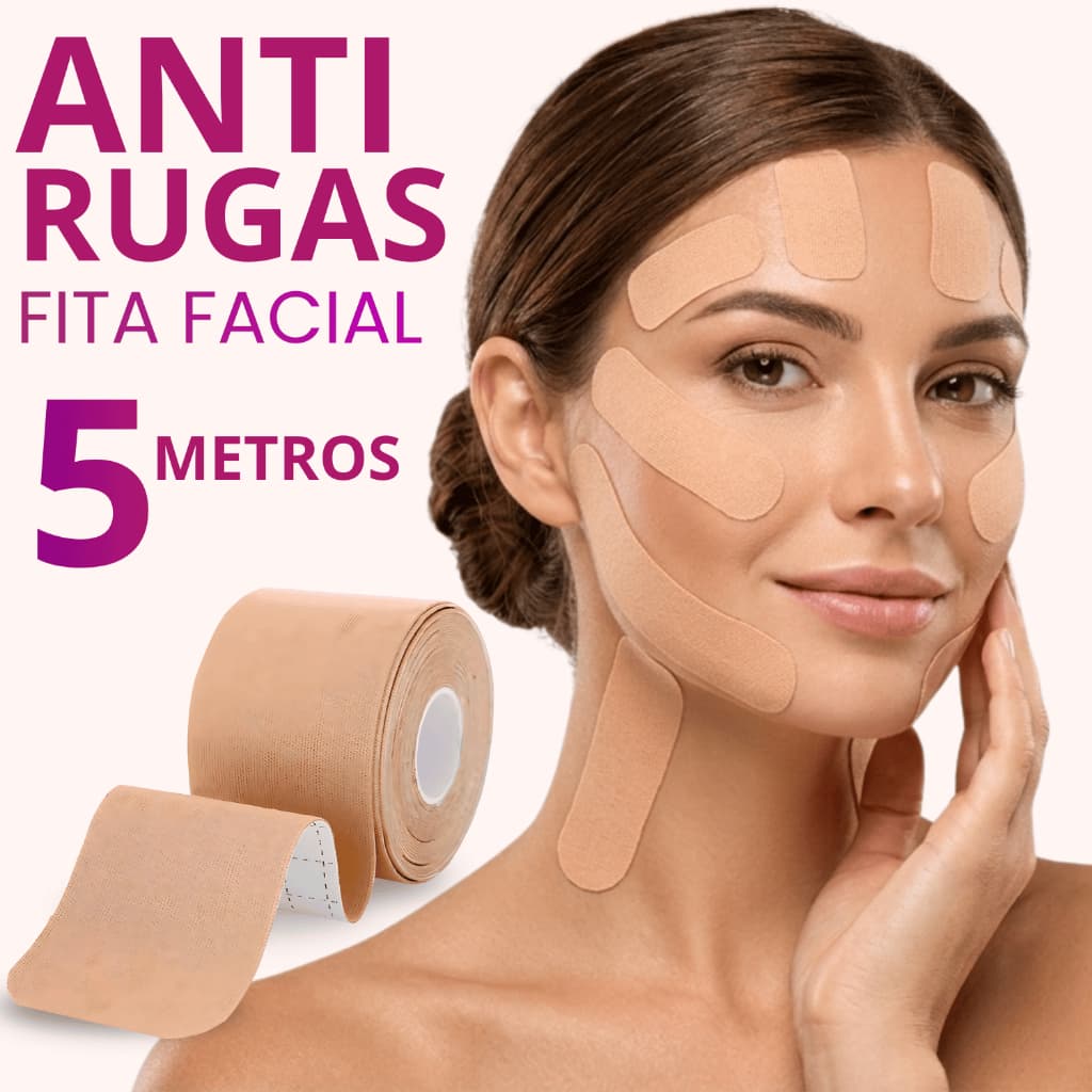 Fita Facial Anti Rugas Lifting 5m | Efeito Firmador Instantâneo | Pele Lisa e Firme Uso Noturno
