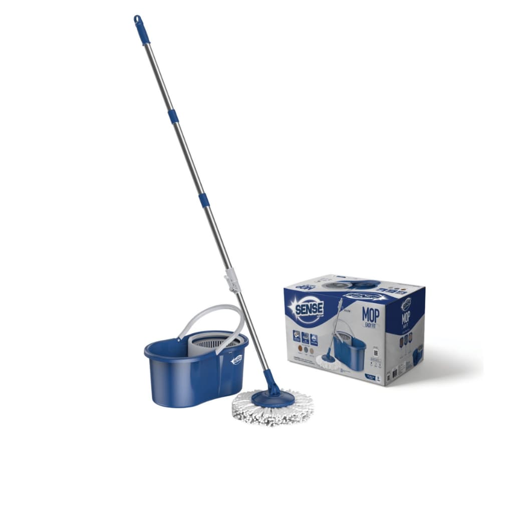 Mop Esfregão Giratório Sense E Refil De Microfibra Curta Com Balde 8 Litros