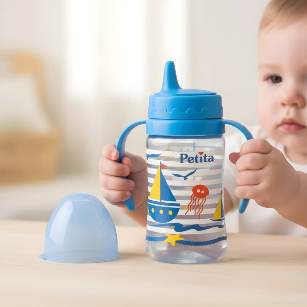 Copo de Treinamento C/ Alça e Bico Rígido 270ml Azul Náutico