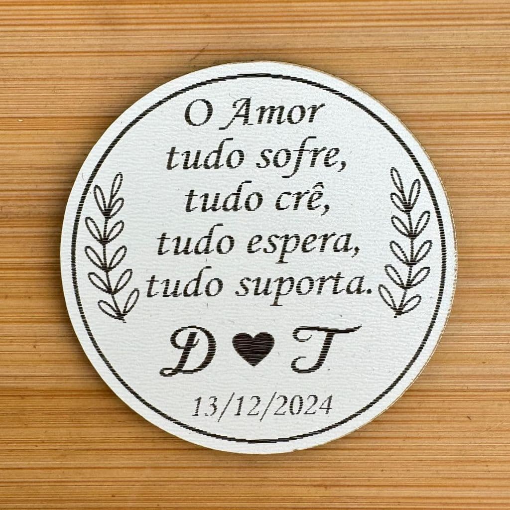 Kit Imãs de Geladeira Personalizados Casamento com Frase em MDF | Lembrancinha Noivado e Casamento