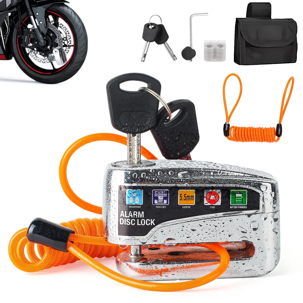 Cadeado Antifurto Para Moto E Bicicleta Com Alarme Sonoro E Trava Reforçada