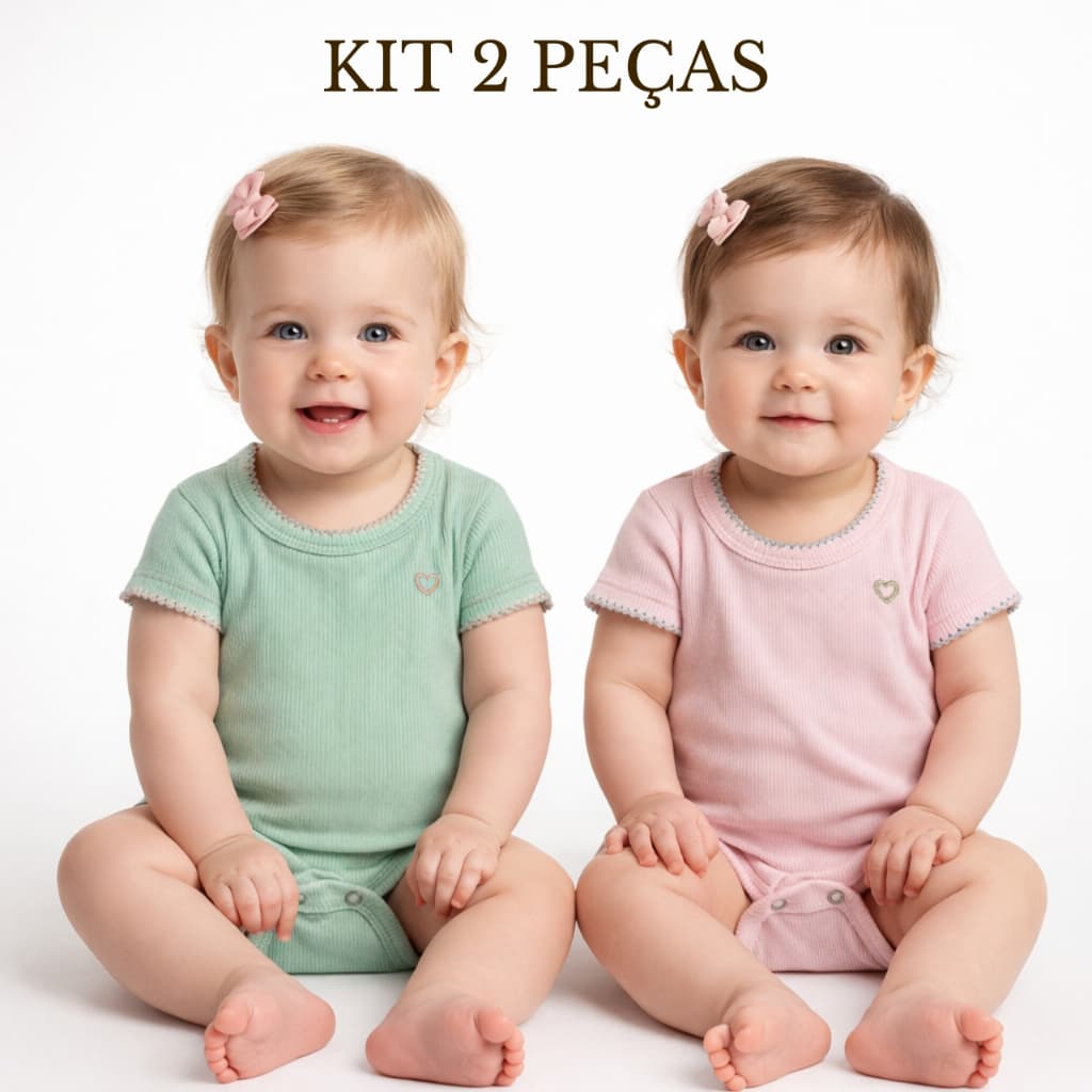 Kit 2 Peças Body Bebe Picueta E Bordado Bory  Ribana Conforto Alta Qualidade