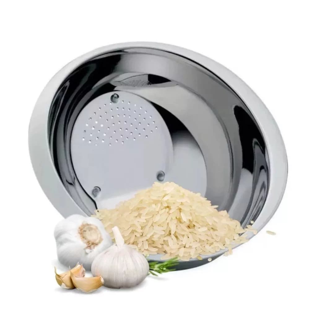 Escorredor Arroz Aço Inox Lavador Enxágue Lava Arroz 25cm