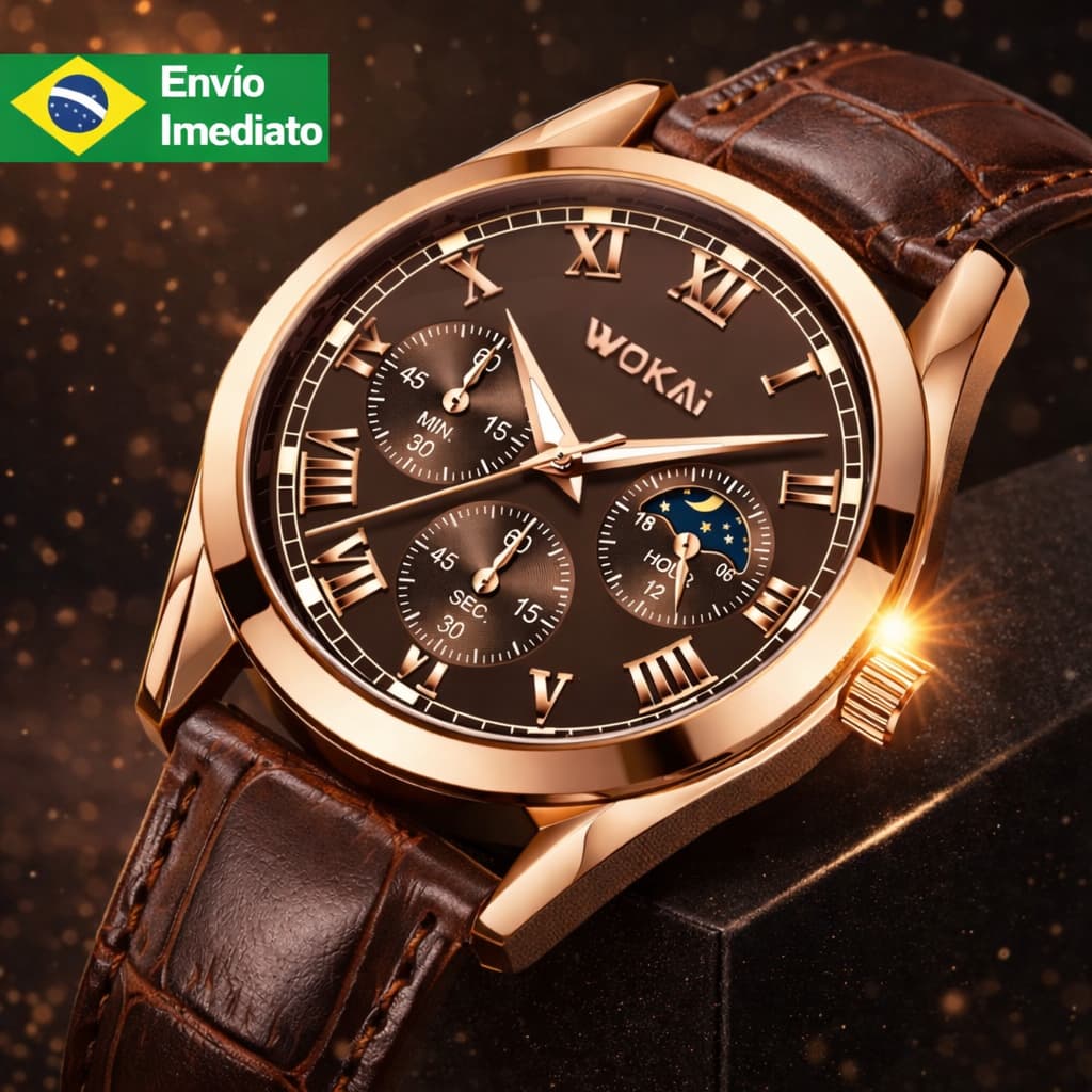 Relógio de Quartzo Masculino - Pulseira de Couro com Numerais Romanos, Estilo Corporativo