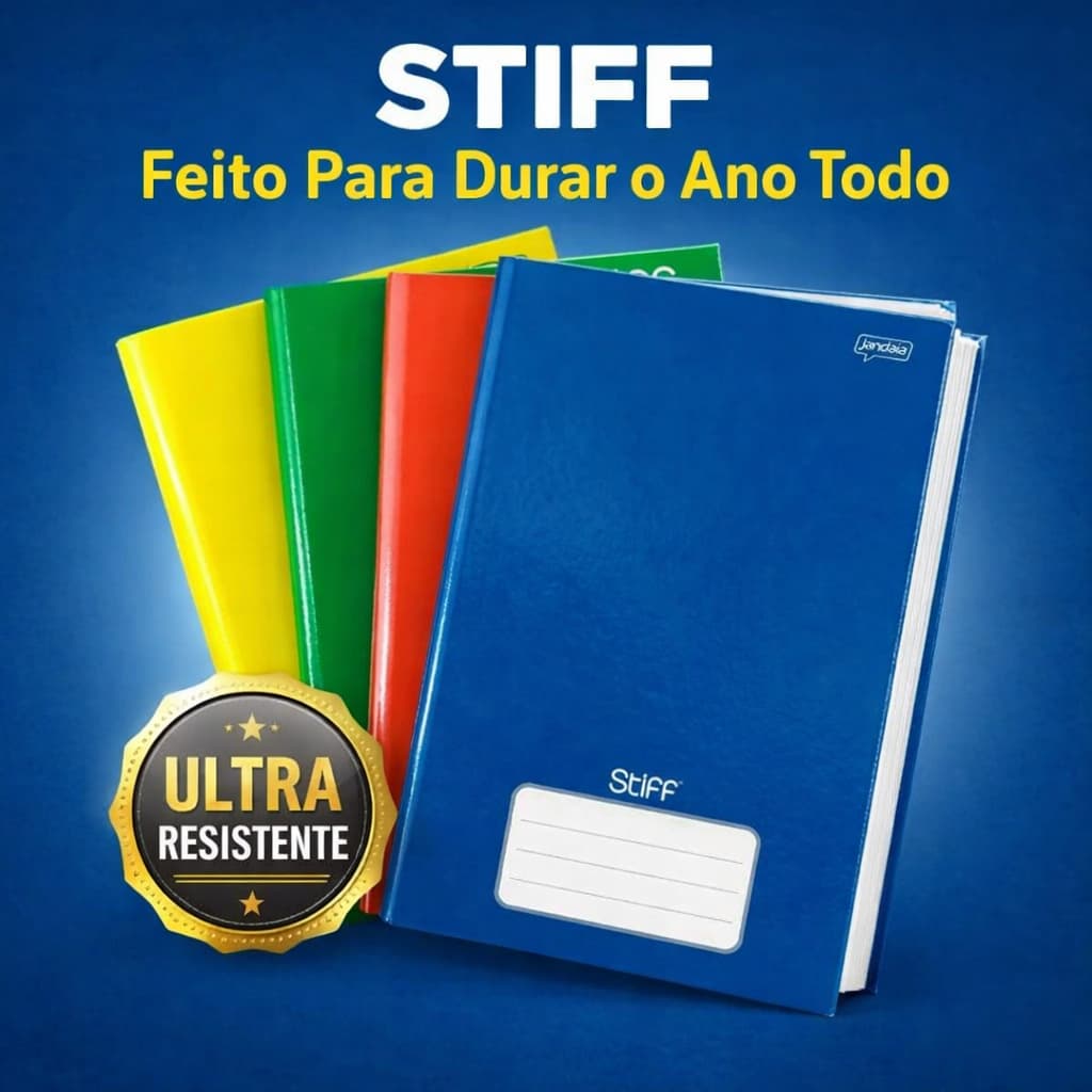 Caderno Stiff Jandaia 96/48 Folhas A4/A5 Capa Dura Ultra Resistente Escolar Original