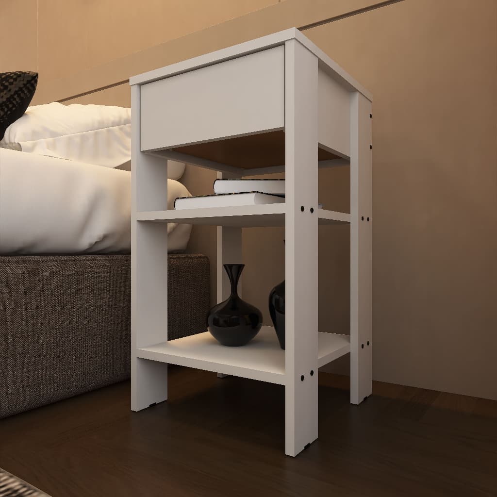 Mesa de Cabeceira 1 Gaveta Estilo Industrial 100% MDF Criado Mudo Fulldecor - Mod.0706