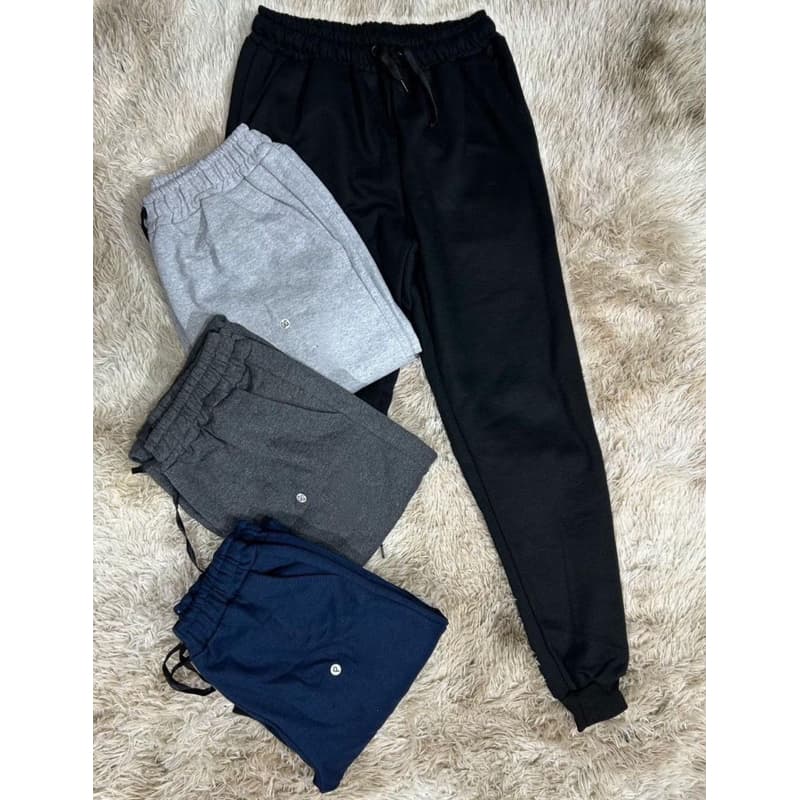 Kit 02 Calça de  Moletom Masculina Lisa  Grosso Flanelada Com Bolso Frio Inverno( Cores Variadas)