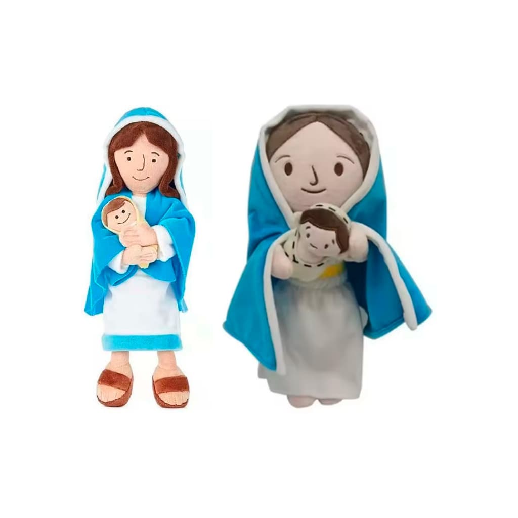 Pelúcia Maria com Bebê 28cm | Pelúcia Religiosa | Presente de Natal e Batizado | Macia e Fofa | Decoração