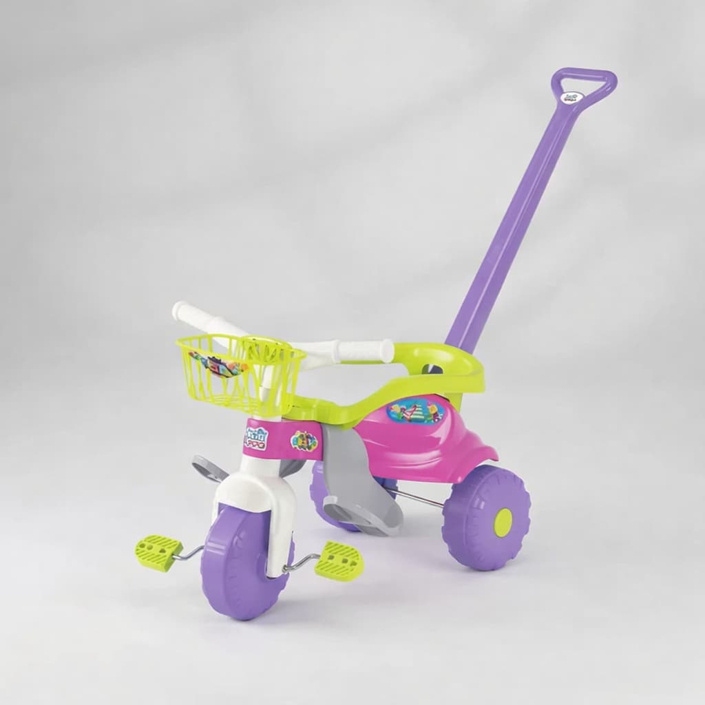 Carrinho de Passeio Triciclo Motoca Infantil Tico-Tico Festa Rosa Com Aro - Magic Toys