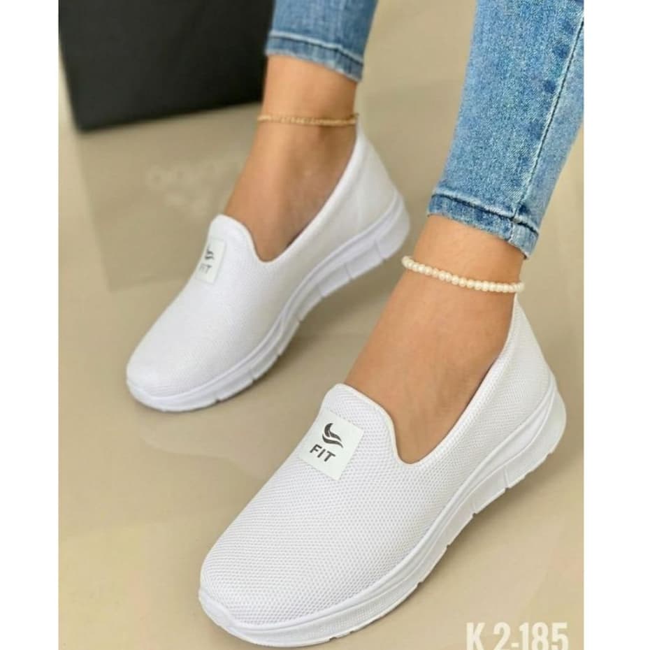 Tênis Feminino Sapatilha Confortável Flexivel Leve Calce fácil Branco