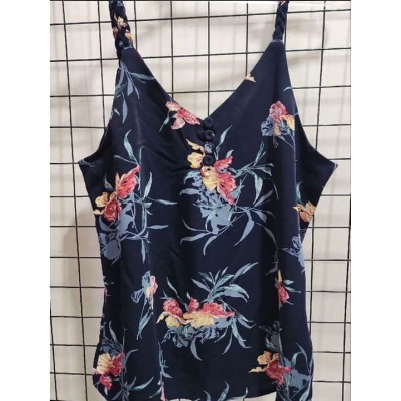 blusa social azul com alça de trança