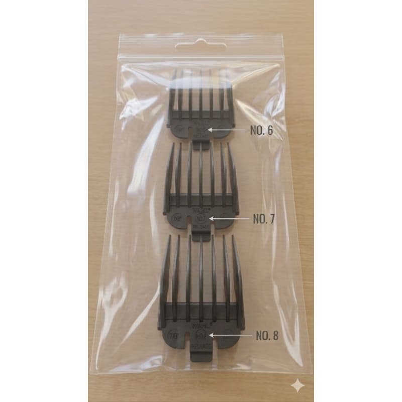 Kit 3 Pentes de Guia para Máquina de Cortar Cabelo - Tamanhos Grandes (Nº 6, 7 e 8)