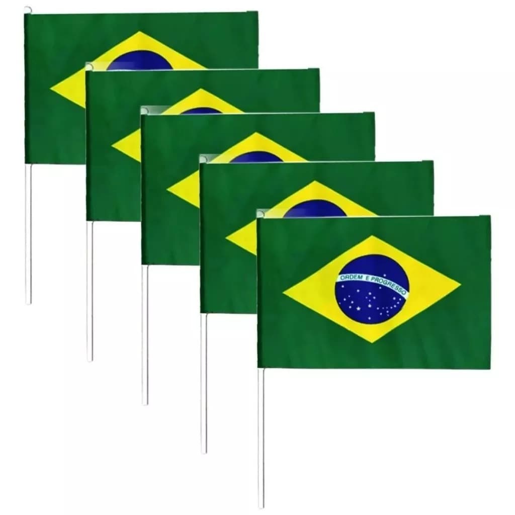 Bandeira do Brasil com Haste Torcida Copa do Mundo | Bandeira Brasil Futebol Verde Amarela