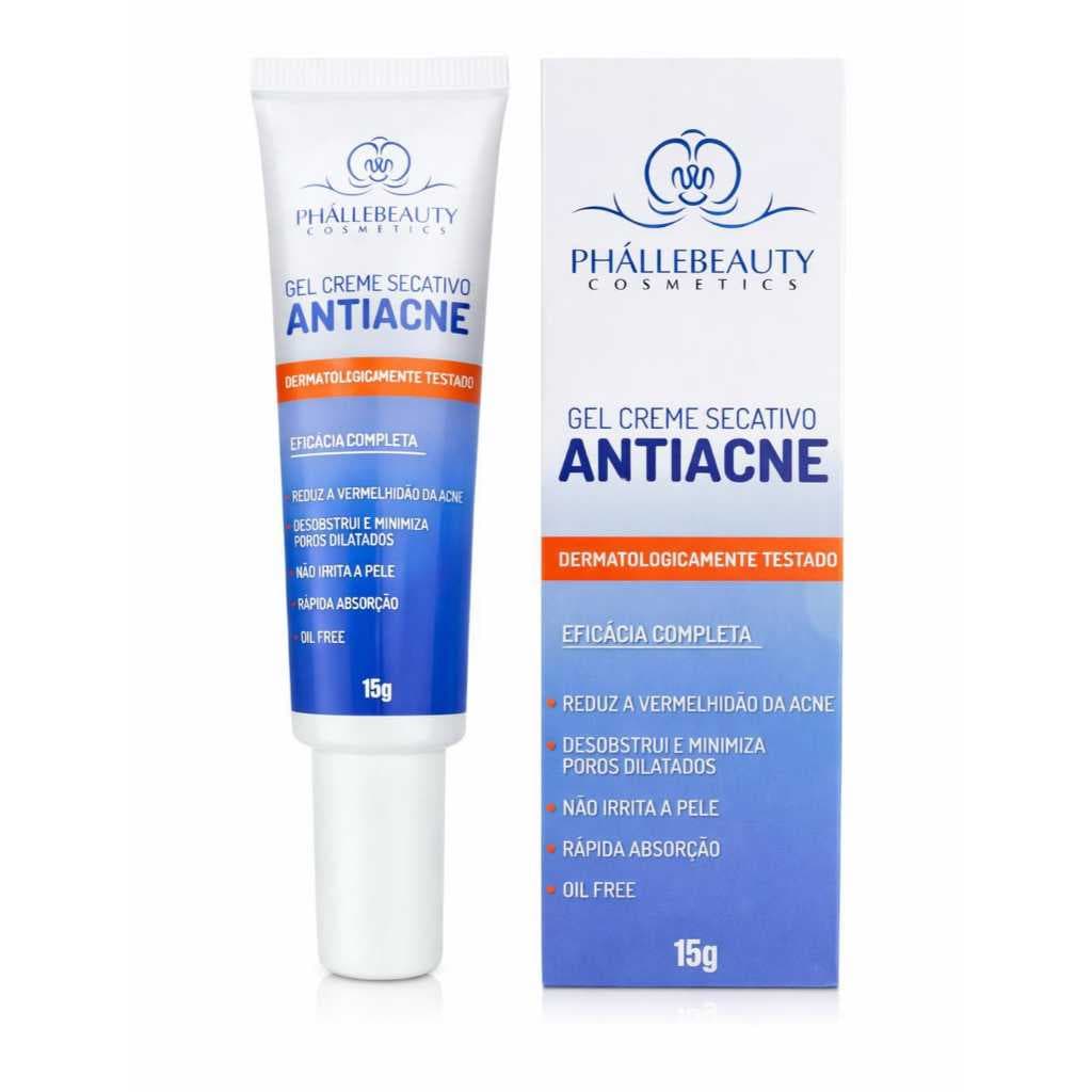 Gel Secativo Antiacne Phállebeauty 15g Seca Espinhas Rapido Controle Oleosudade Resultado em 24h