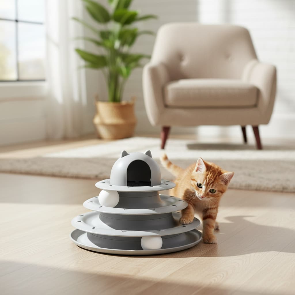 Brinquedo Interativo Para Gatos Torre Com Bolinhas Jel Plast