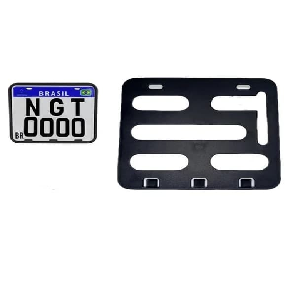 SUPORTE DE PLACA MERCOSUL PRETO SEM parafuso para moto