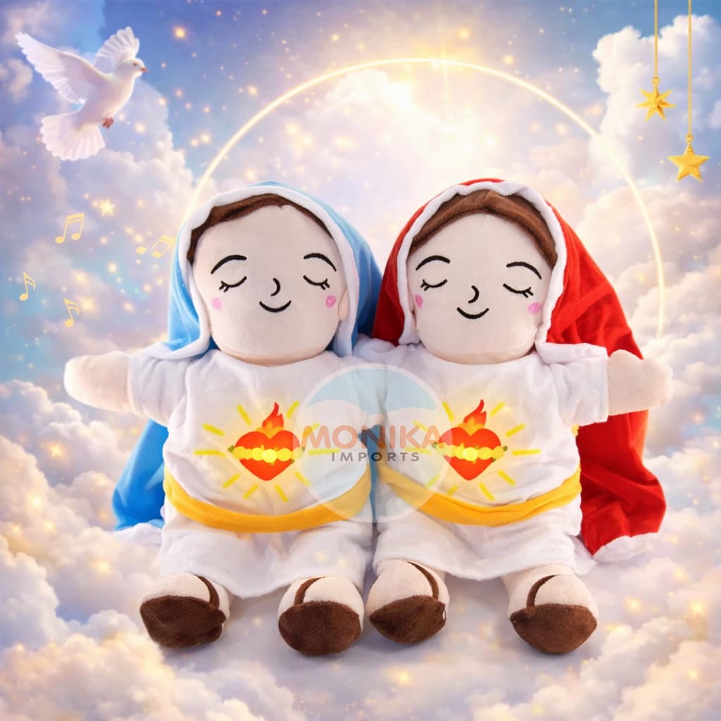 Pelúcia Virgem Maria Que Respira com Música e Luz LED – Boneca Calmante Anti Ansiedade Para Dormir