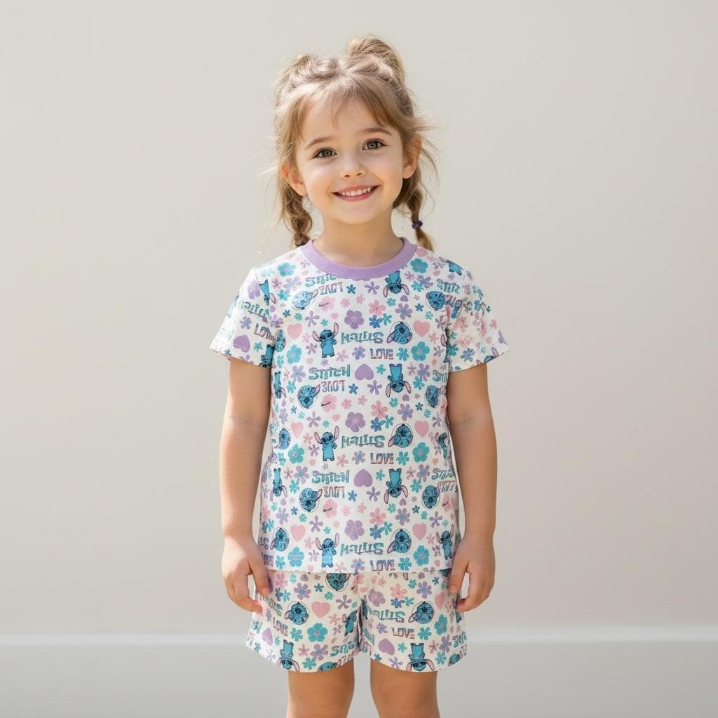 Roupa Infantil Menina Conjunto Stitch 3 em 1 Dormir Brincar Passear